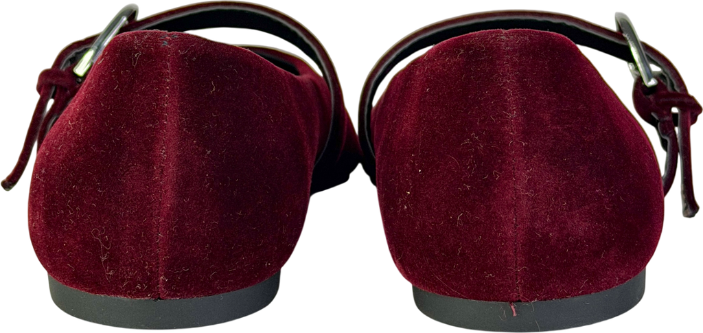 ASOS Red Leah Mary Jane Ballets In Burgundy Velvet UK 5 EU 38 👠
