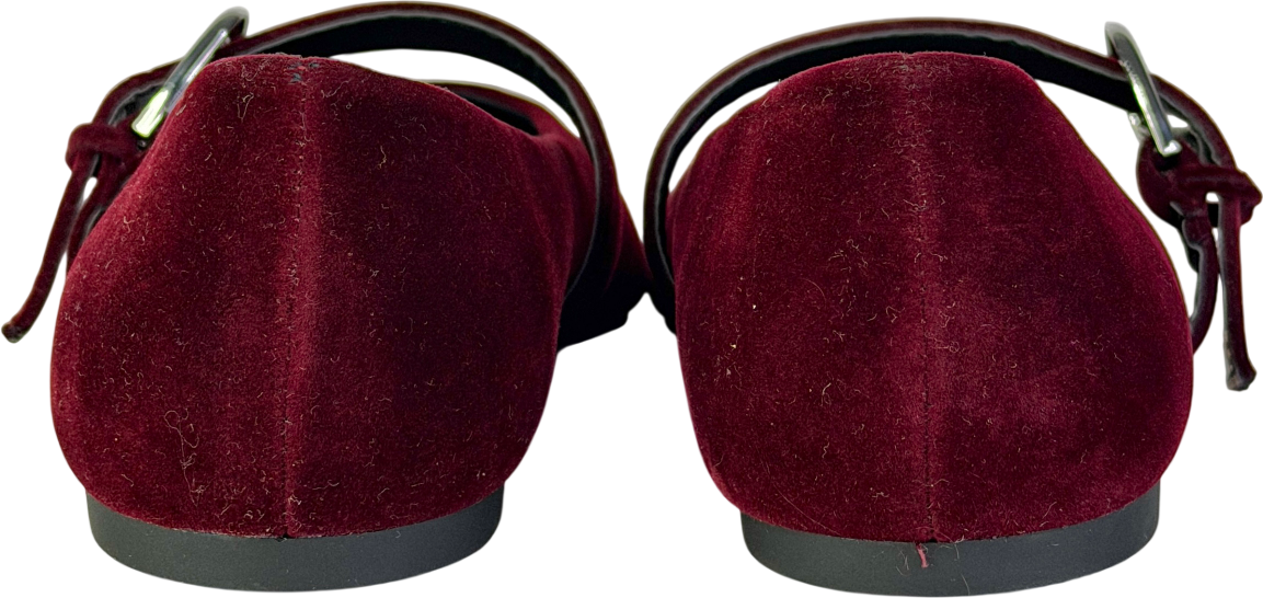 ASOS Red Leah Mary Jane Ballets In Burgundy Velvet UK 5 EU 38 👠