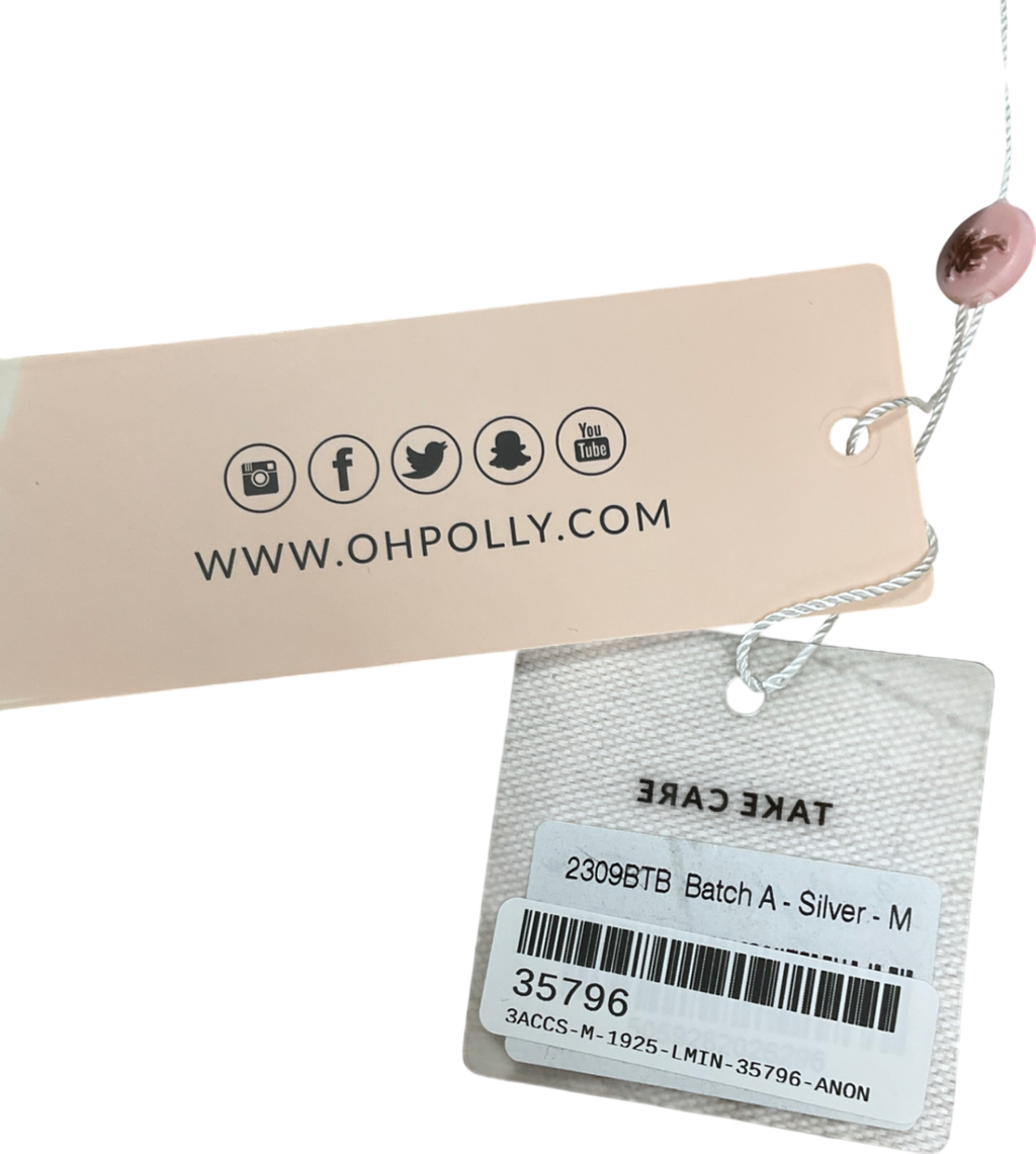 Oh Polly Metallic Silver Thong Bikini Bottoms UK M