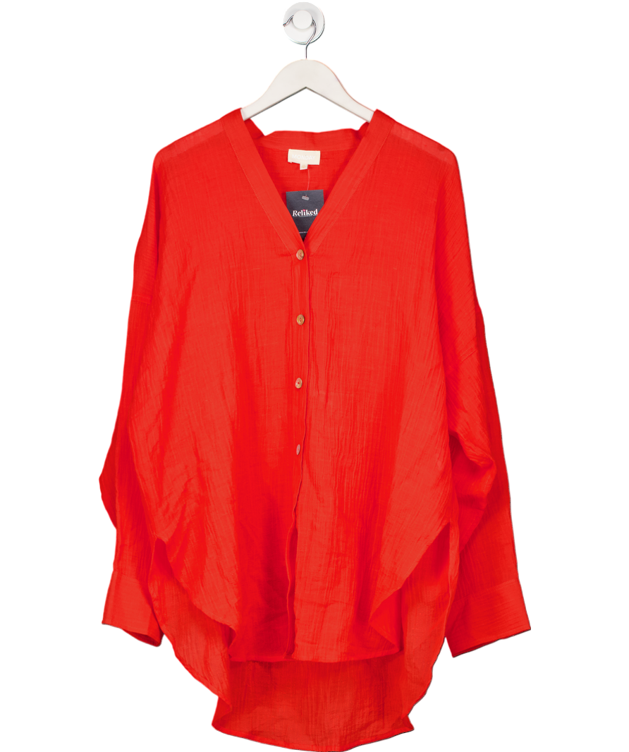 Monday Swimwear Red Barcelona V-neck Linen Cover-up UK XS/S