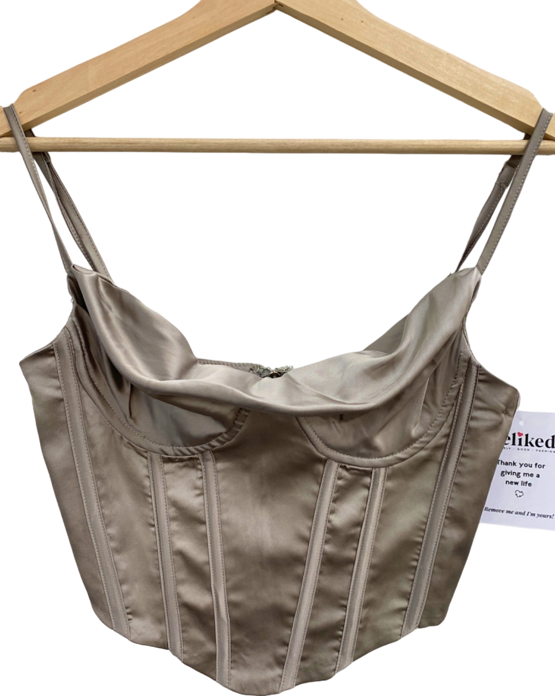 Fashion Nova Beige Bustier Crop Top XS UK 4-6