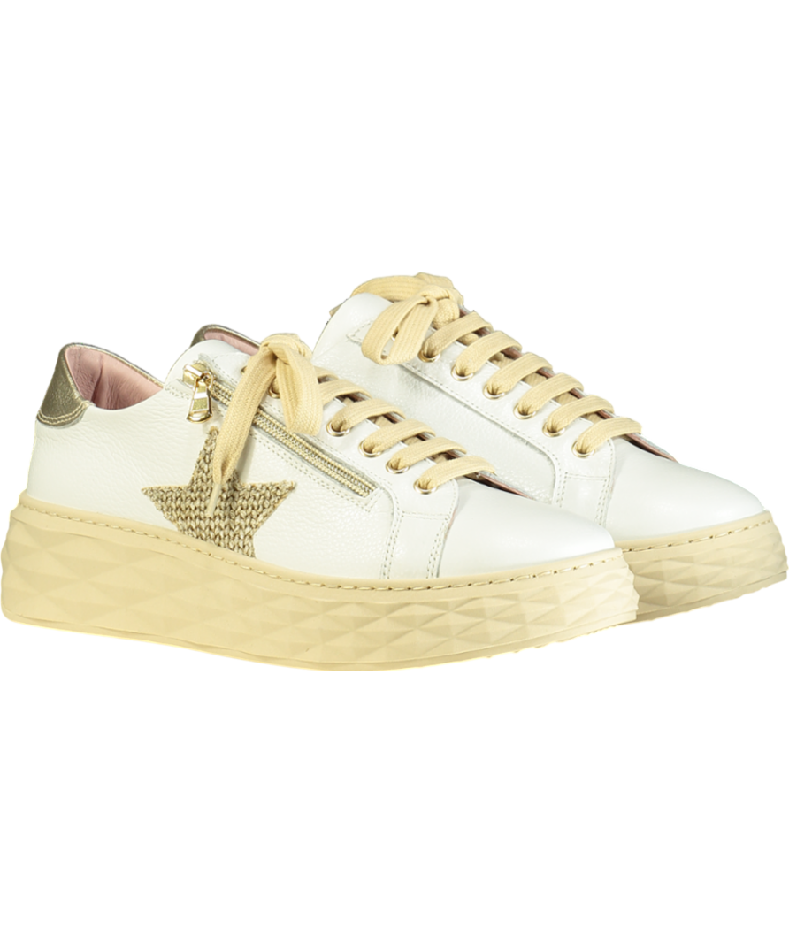 Sole Bliss White Petra Leather & Raffia Trainers UK 7 EU 40 👠