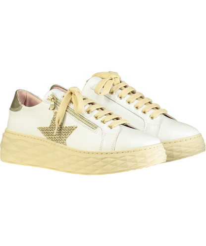 Sole Bliss White Petra Leather & Raffia Trainers UK 7 EU 40 👠