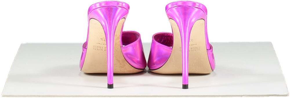 Paris Texas Fuchsia Pink Mirror Tech Fabric Stiletto Mules UK 4.5 EU 37.5 👠