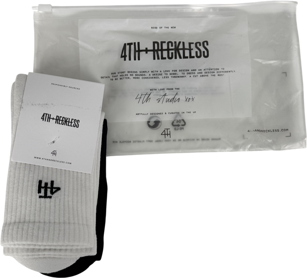 4th Reckless White & Black Multipack 4th Branded Socks One Size