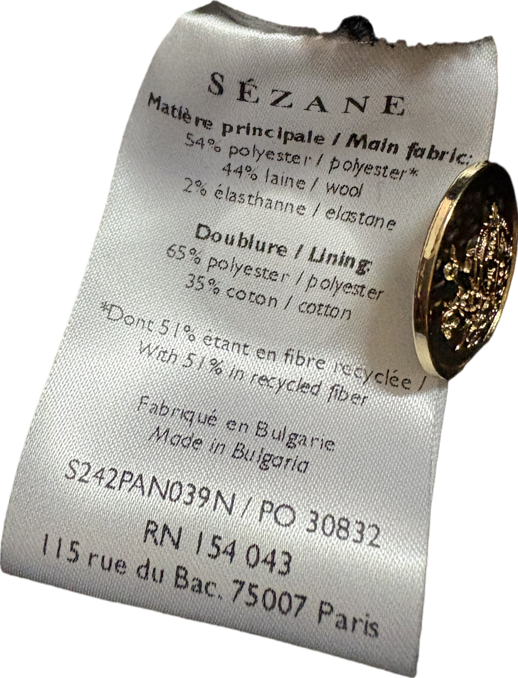 Sézane Black High-Waisted Trousers UK 10