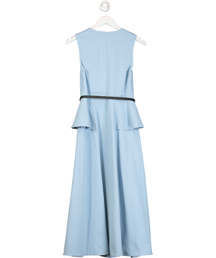 Karen Millen Blue Compact Stretch Belted Peplum Detail Full Skirted Midi Dress UK 8