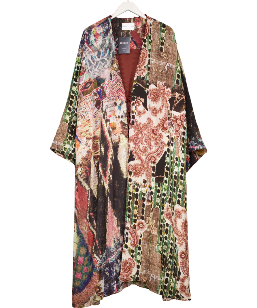 H&M Studio Collection Brown Print Crepe Kaftan One Size