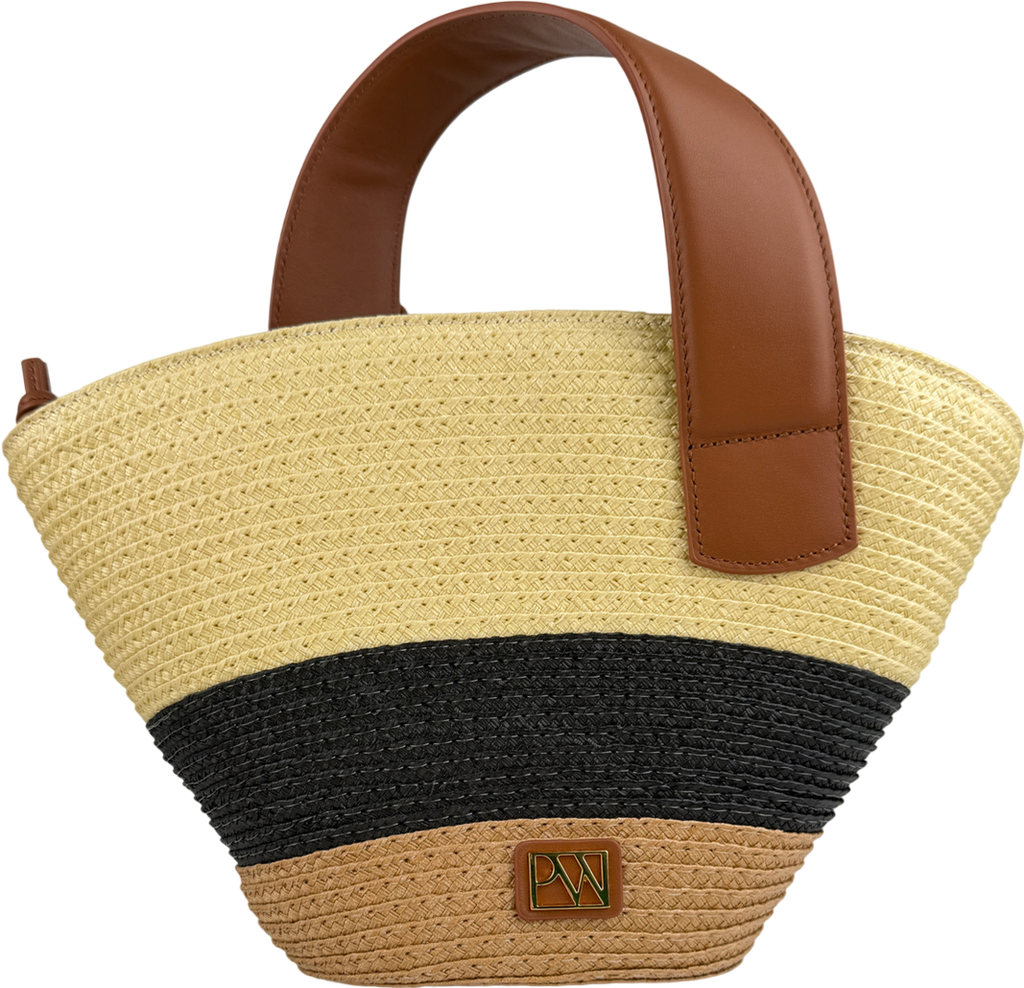 Parisa Wang Natural Raffia / Brown Audrey Fan Bag