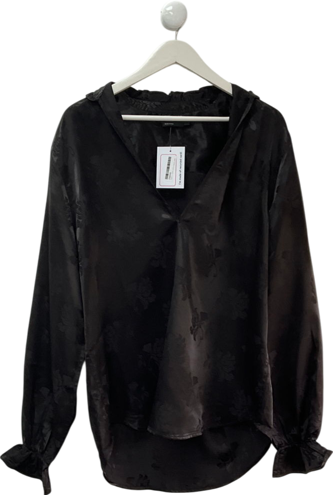 ASOS Black Floral Embroidered Blouse UK XL