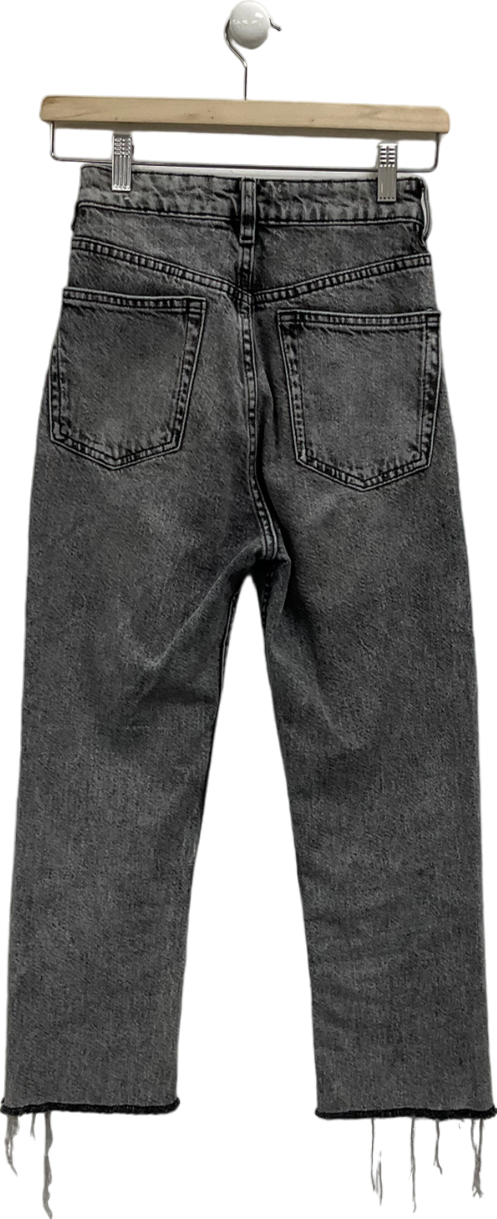 MANGO Black Havana Straight Leg High Waisted Jeans UK 6