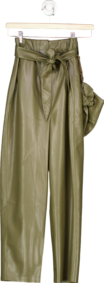 Nanushka Olive Faux Leather Trousers UK XS