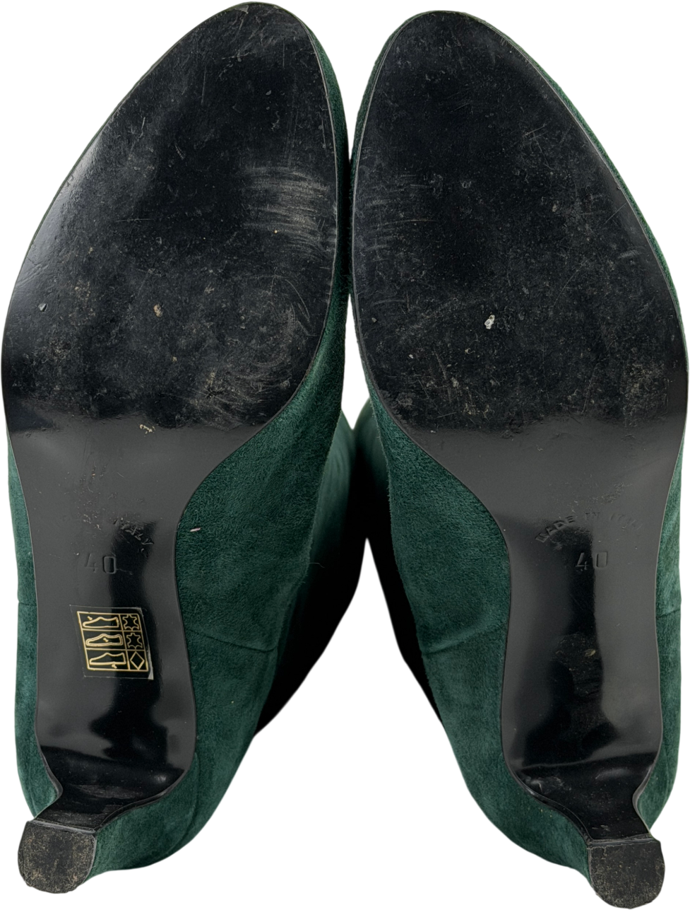 Office Green Suede Heeled Calf Boots UK 7 EU 40 👠