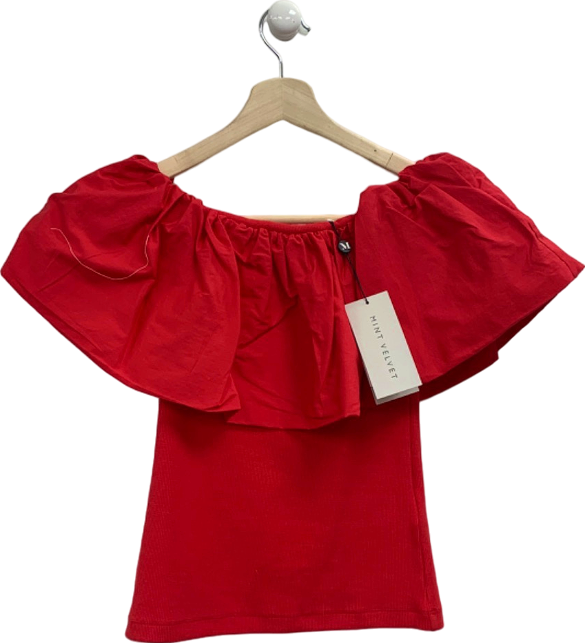 Mint Velvet Red Off-Shoulder Top UK XS