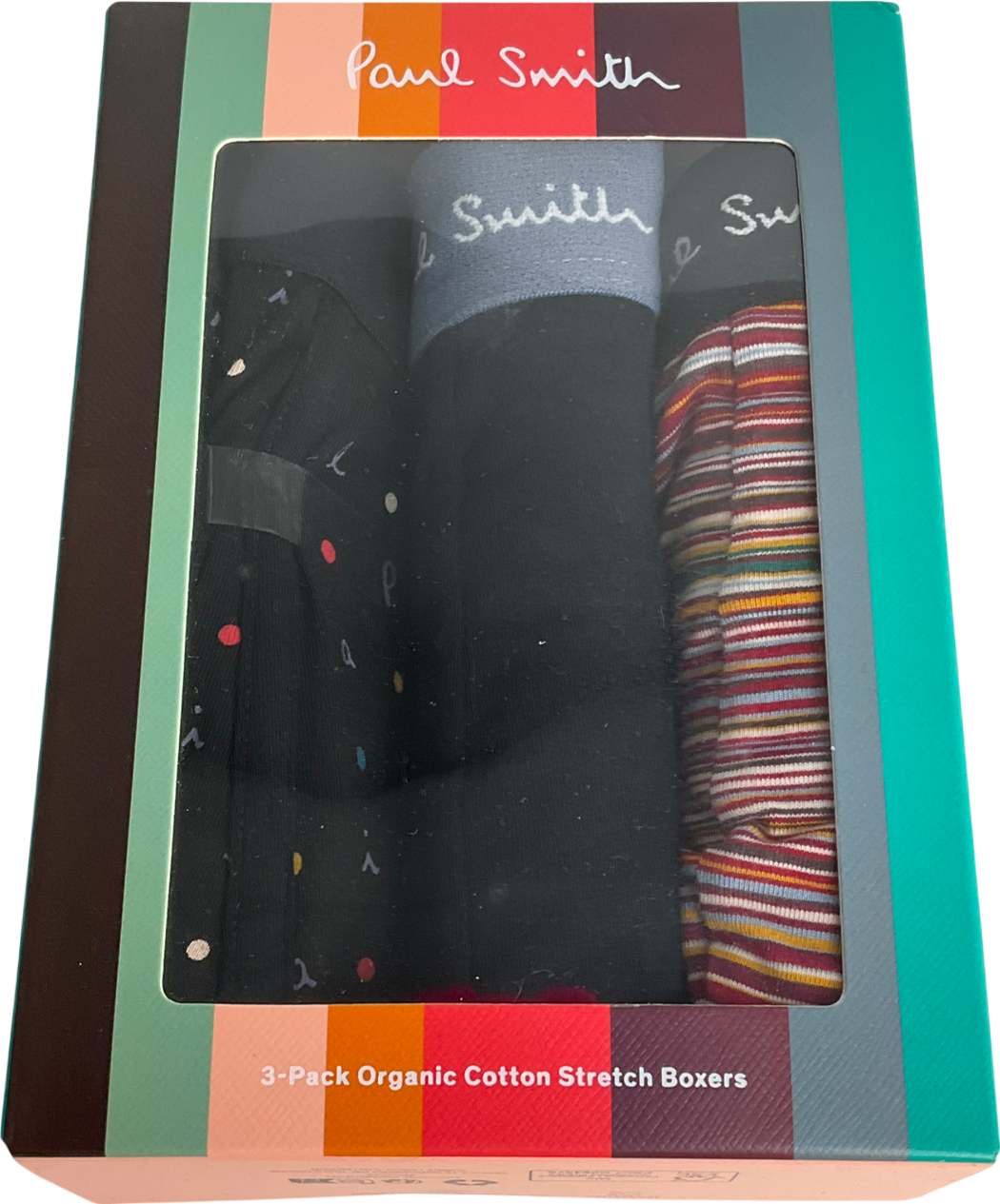 Paul Smith Multicoloured 3-pack Stripes & Letters Boxer Trunks, Black/multi UK S