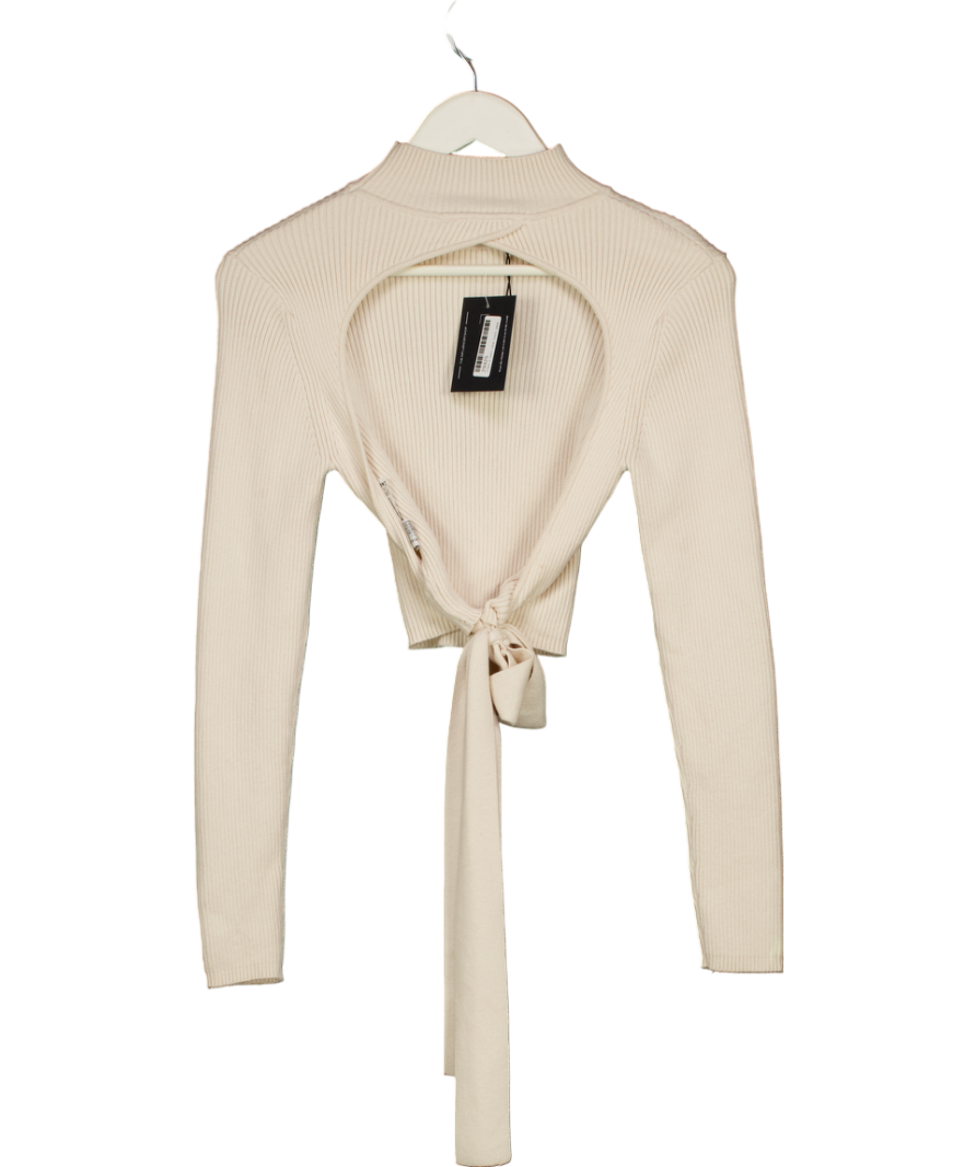 ZARA Cream Rib Knit Open Back Sweater UK L