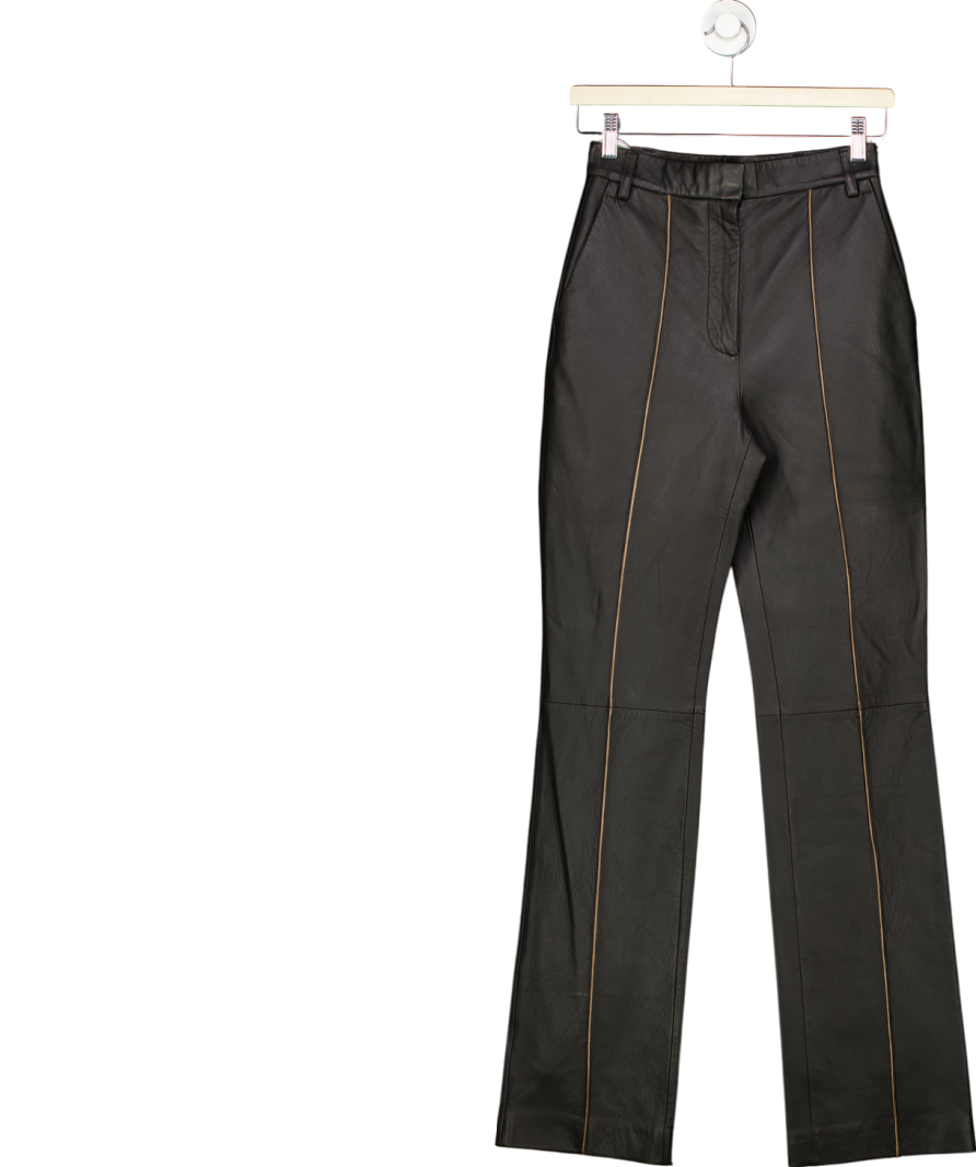 Camilla And Marc Black Capote Leather Trousers UK 6