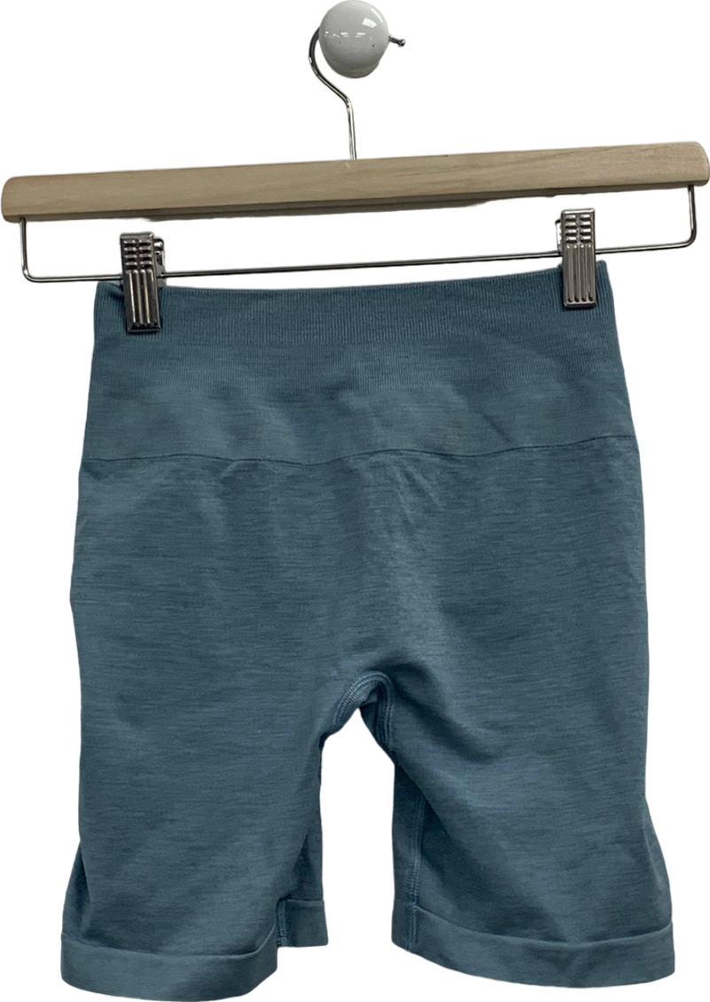 Bo+Tee Blue High Waisted Define Luxe Gym Shorts UK XS
