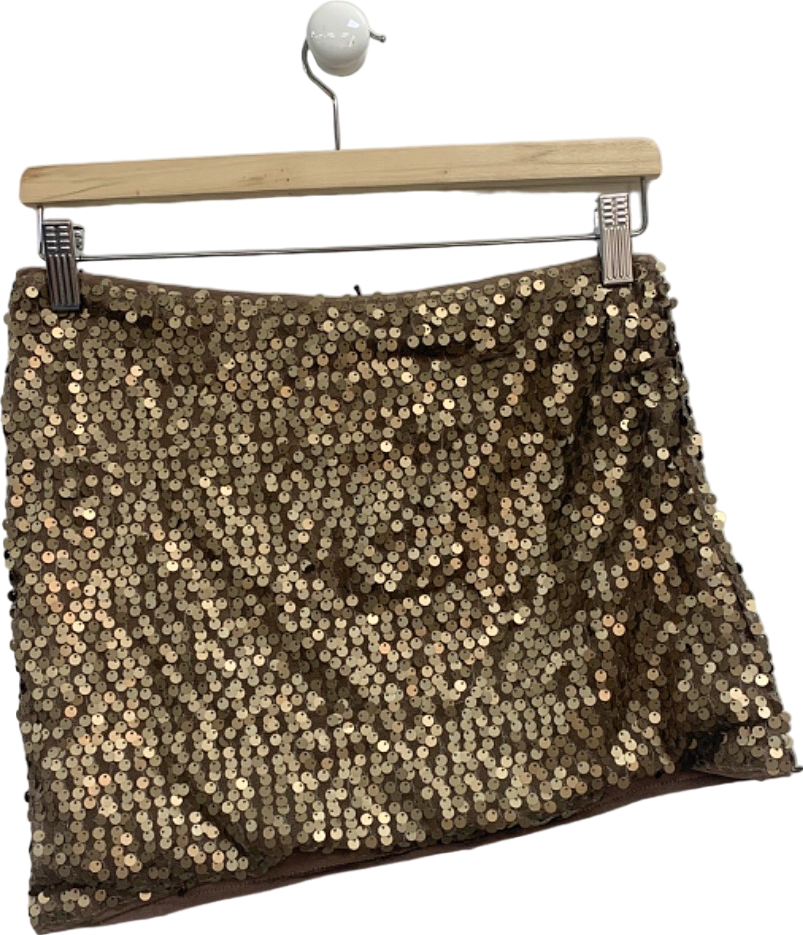 Mars The Label Brown Keyhole Sequin Set Skirt UK 8