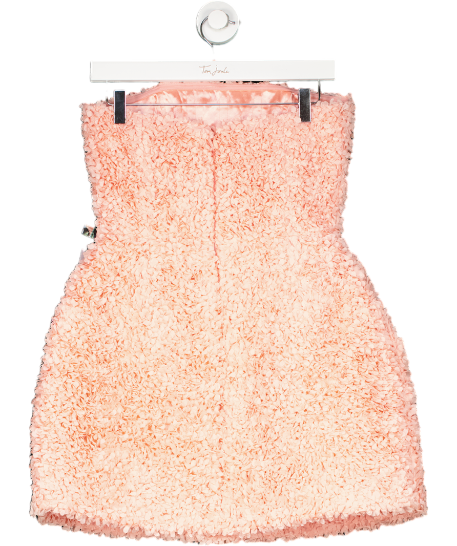 Nadine Merabi Pink Maisy 3d Floral Embroidered Structured Dress UK 10