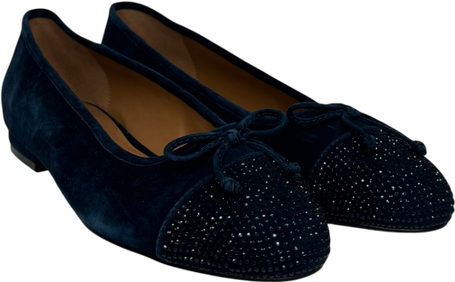 Talbots Blue Madison Rhinestone Suede Ballet Flats UK 9 EU 42 👠