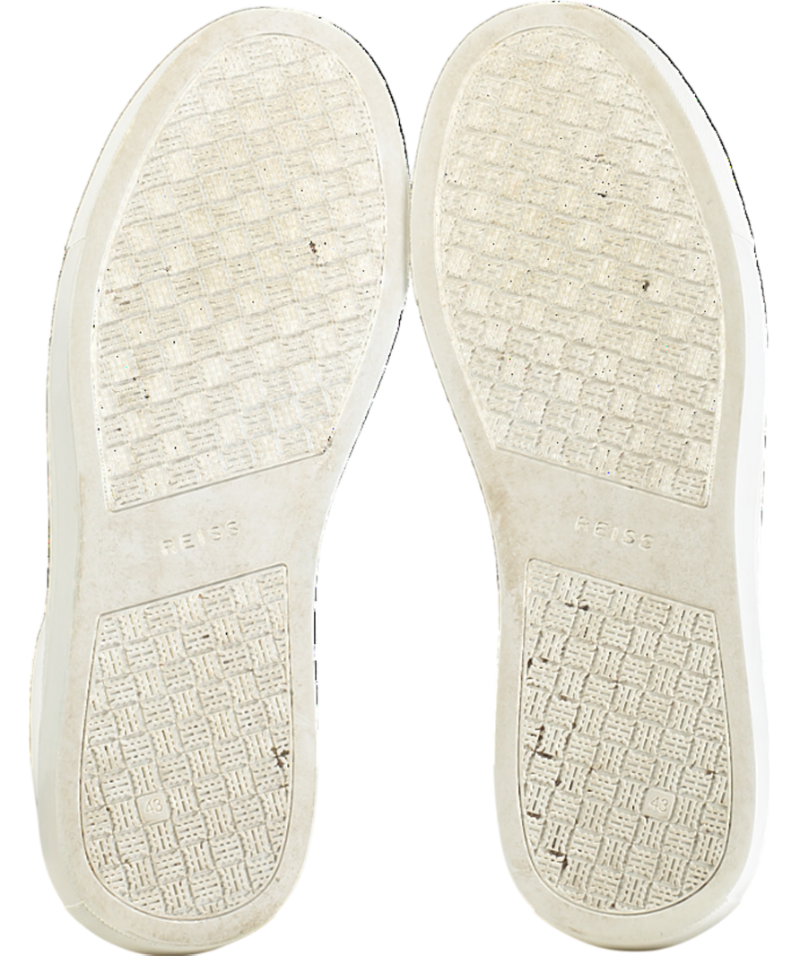REISS White Finley Low Top Leather Trainers UK 9 EU 43 👞