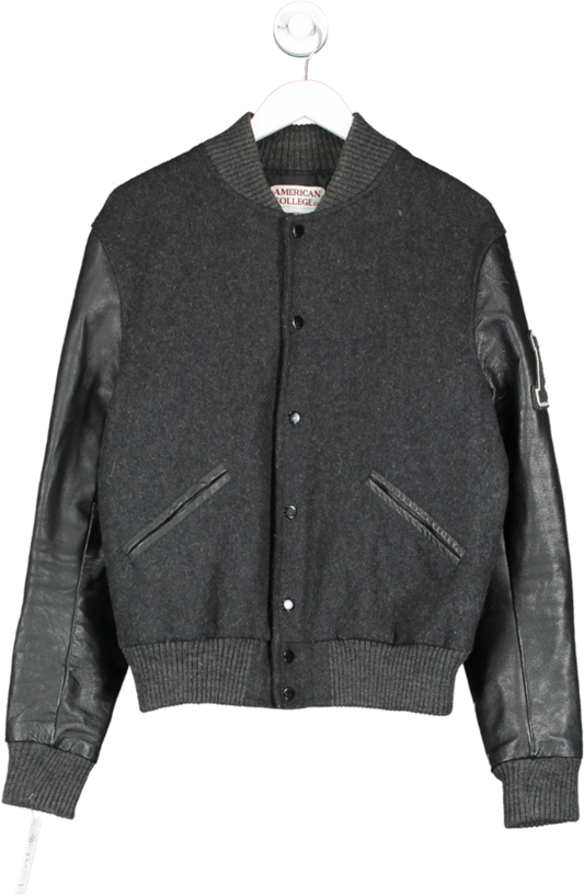 American College Grey Teddy Varsity Jacket UK L
