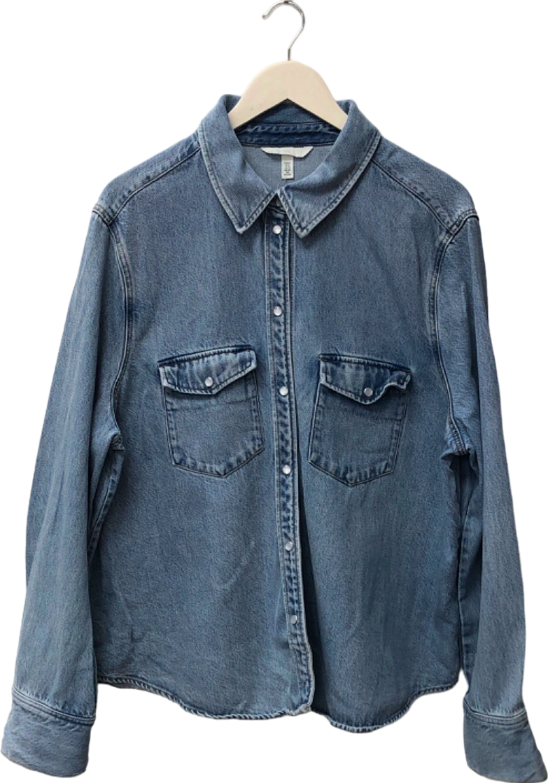 H&M Denim Blue Long Sleeve Button-Down Shirt EUR XL