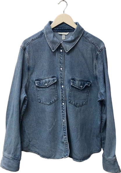 H&M Denim Blue Long Sleeve Button-Down Shirt EUR XL