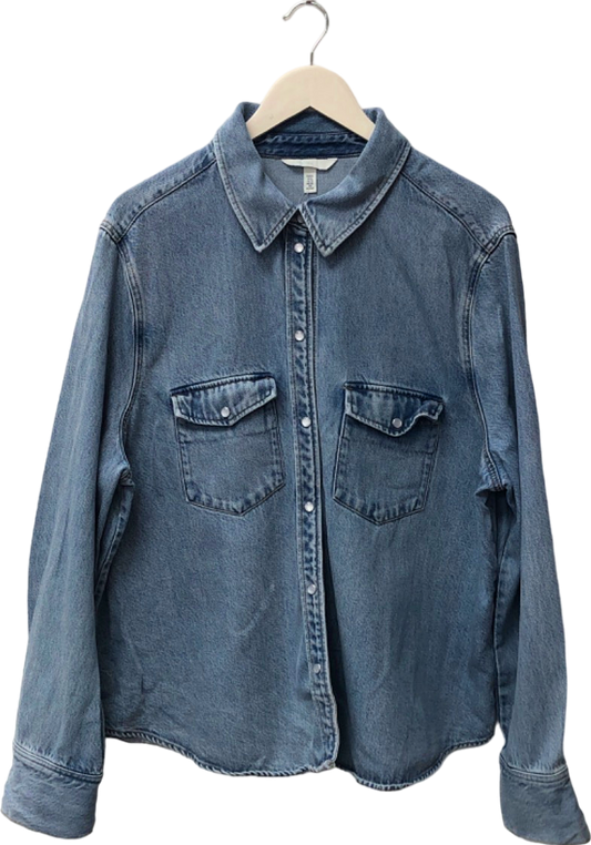 H&M Denim Blue Long Sleeve Button-Down Shirt EUR XL