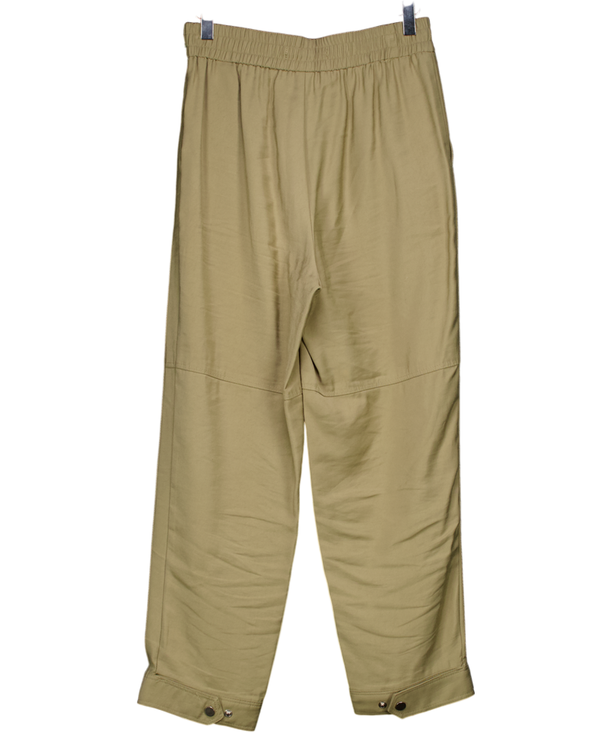 ZARA Green Khaki Cuffed Detail Trousers UK XS