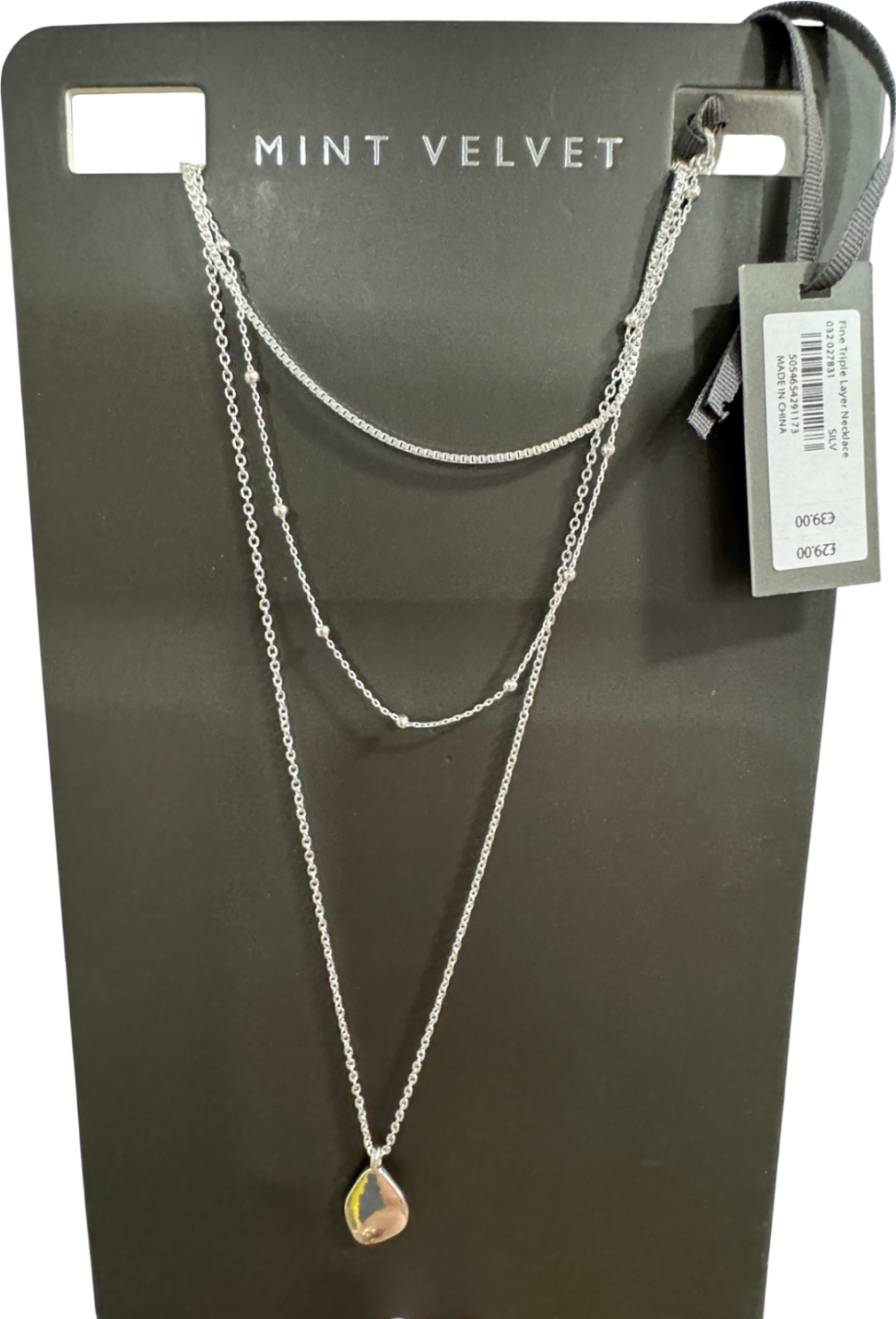 Mint Velvet Silver Fine Triple Layer Necklace