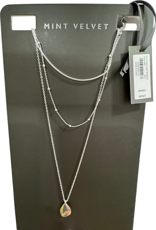 Mint Velvet Silver Fine Triple Layer Necklace