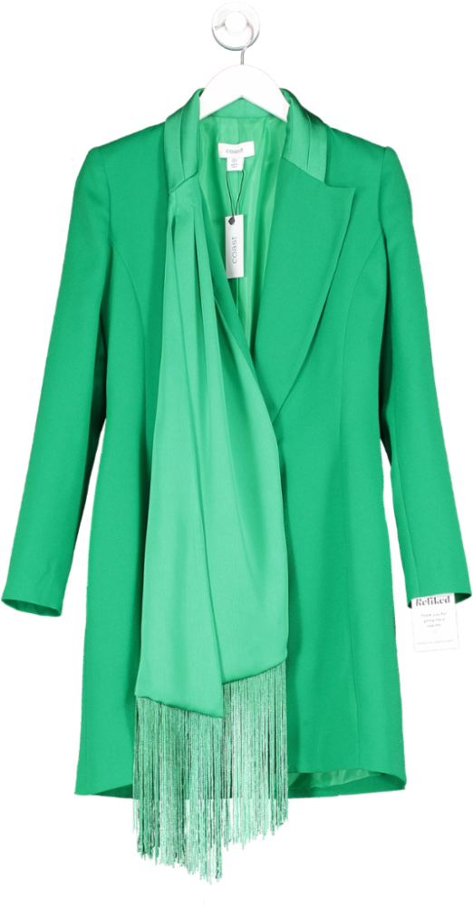 Coast Green Belted Fringe Detail Blazer Dress UK 8