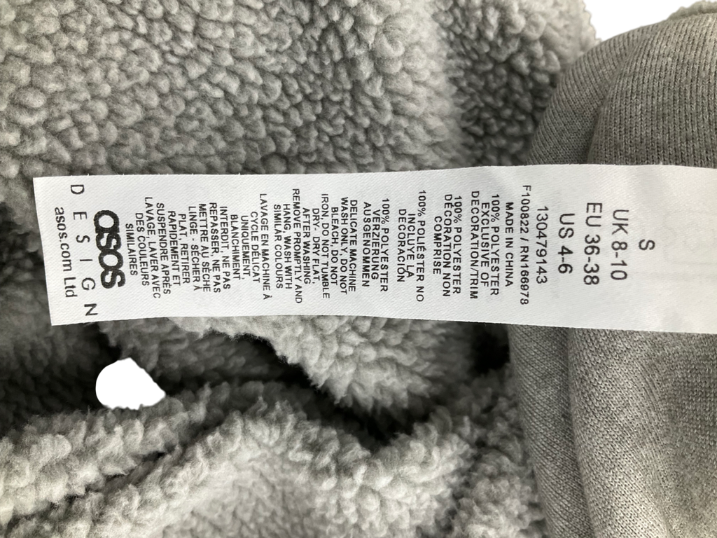 ASOS Grey Weekend Collective Half Zip Borg Fleece UK S