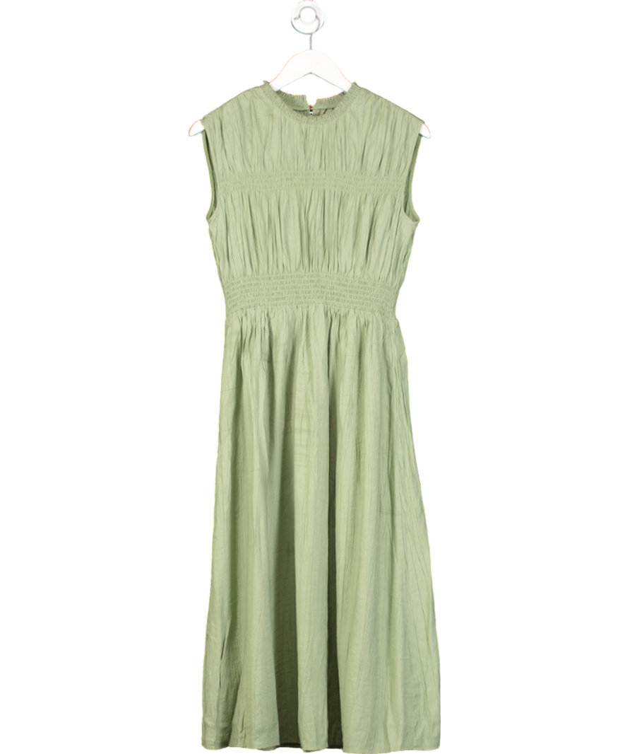 H&M Green Shirred Midi Dress UK XS