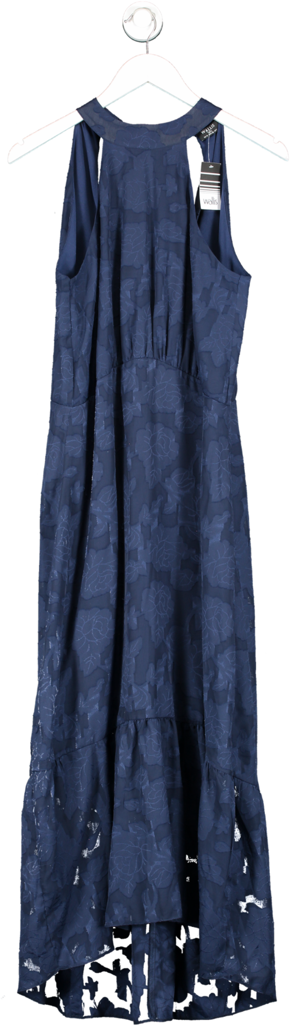 Wallis Blue Tall Jacquard Halter Midi Dress UK 10