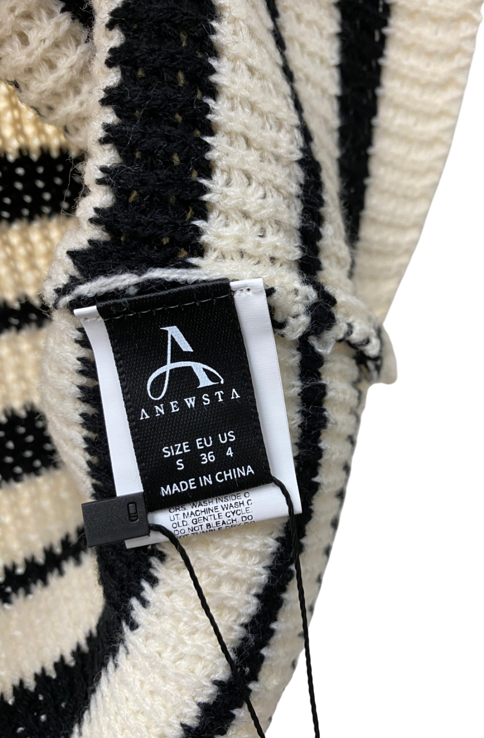 Anewsta Black Striped Knit Polo Top UK S