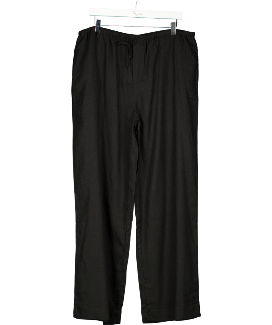 MANGO Black Travis Straight Linen-blend Trousers UK XL