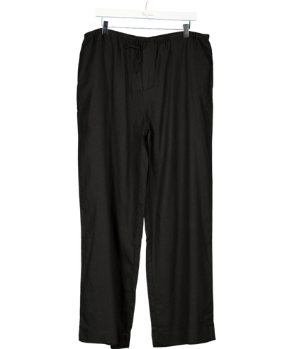 MANGO Black Travis Straight Linen-blend Trousers UK XL