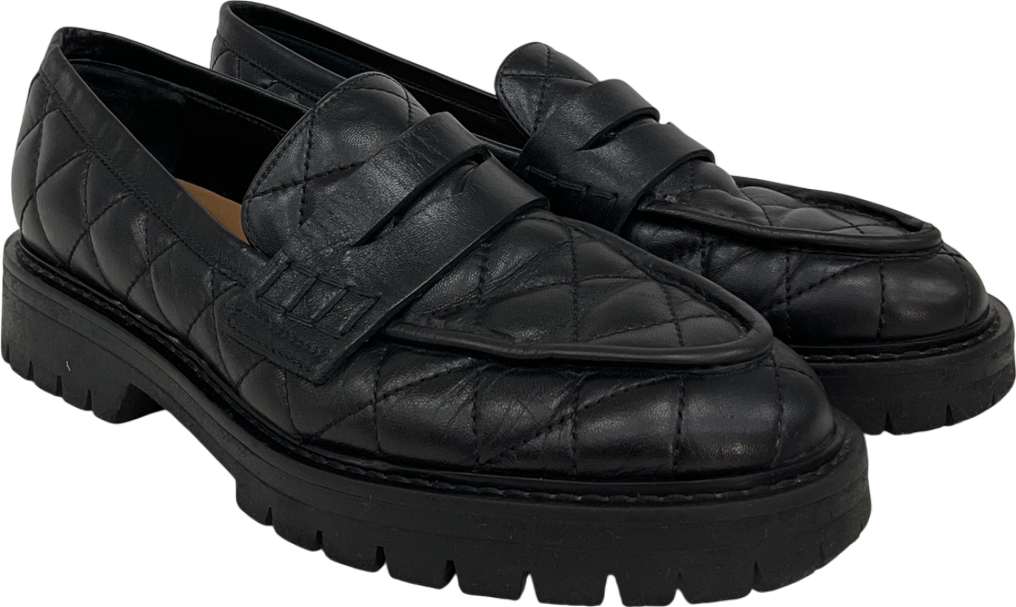 Flattered Black Signe Quilted Leather Loafer UK 5 EU 38 👠