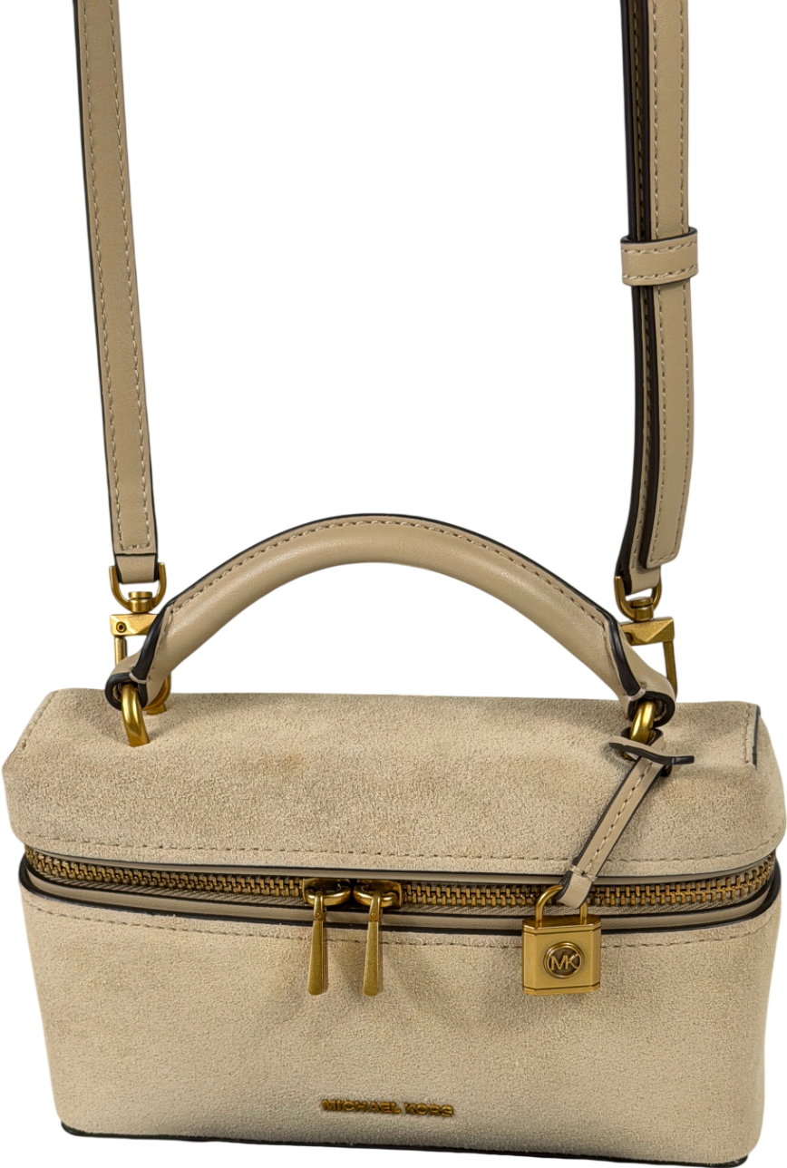 MICHAEL KORS Beige Suede Jana Extra-small Leather Convertible Crossbody Bag