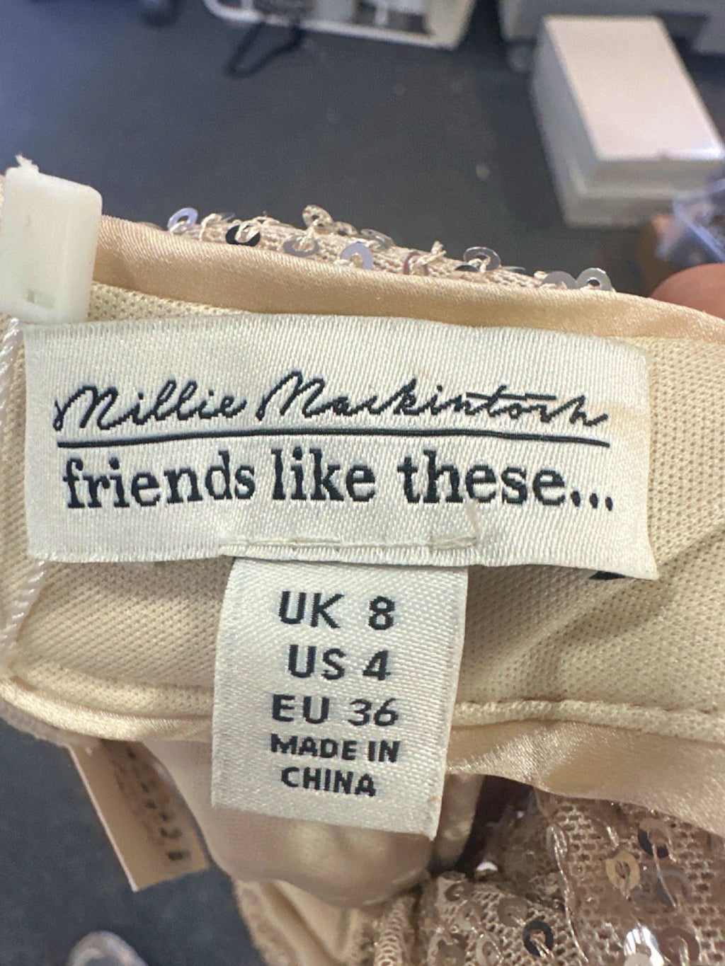 Friends Like These Millie Mackintosh Gold Sequin Dress UK 8