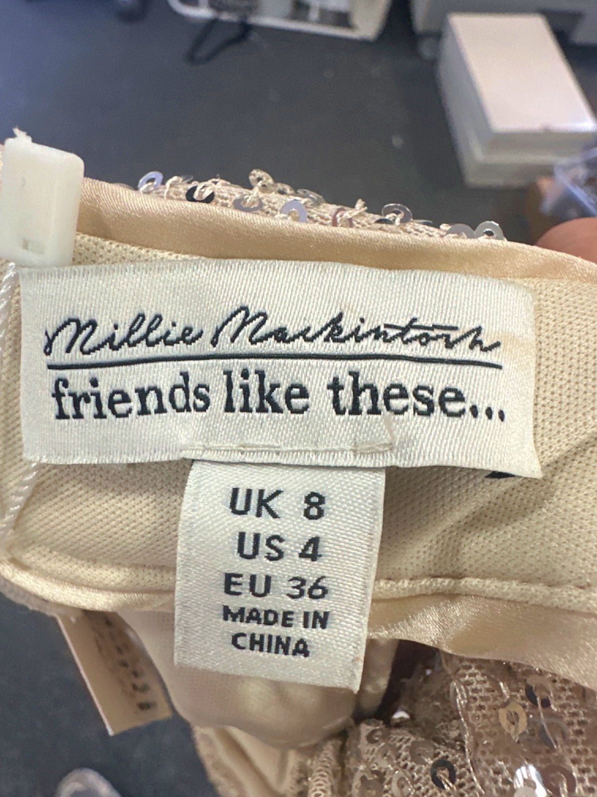 Friends Like These Millie Mackintosh Gold Sequin Dress UK 8