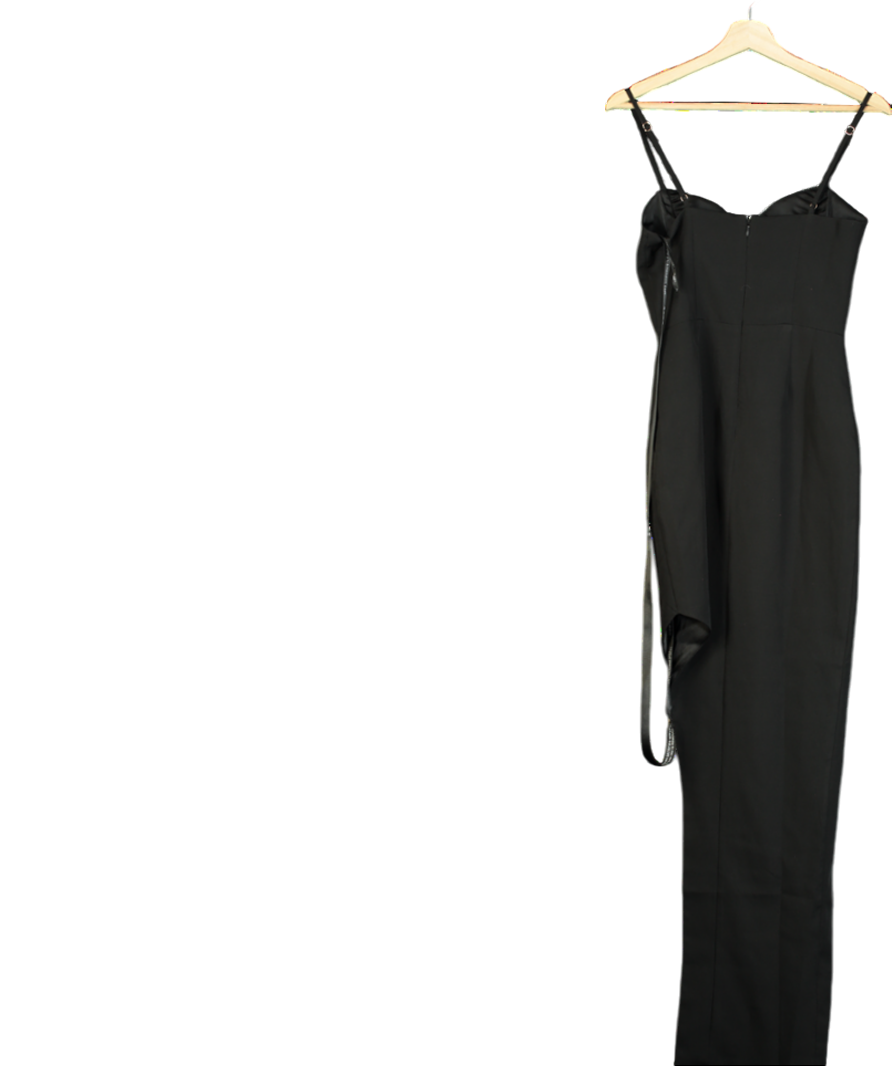 Club L Ignacia Black Asymmetric Maxi Dress With Hotfix Detail UK 8