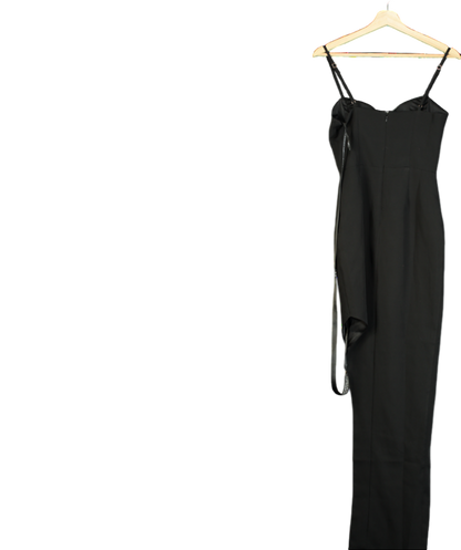 Club L Ignacia Black Asymmetric Maxi Dress With Hotfix Detail UK 8