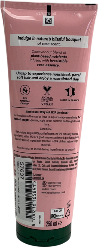HERBAL ESSENCES Rose Scent Petal Soft Conditioner 250ml To Nourish Dry Hair 250ml