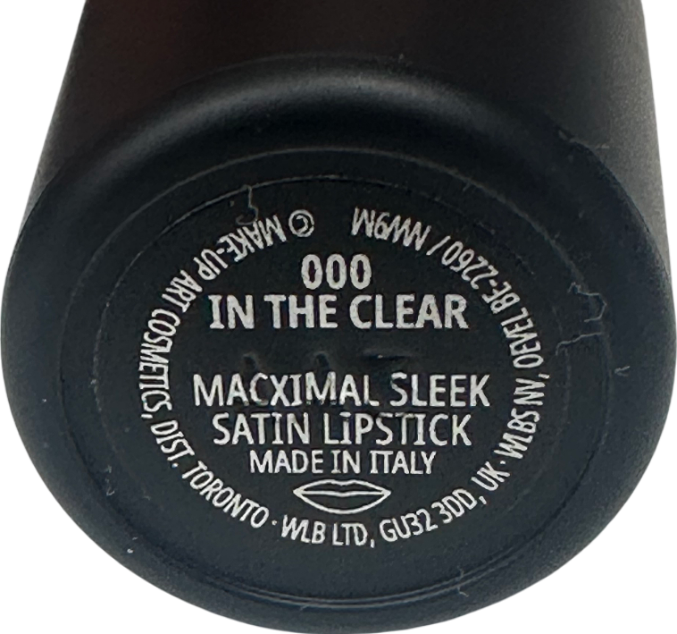 MAC Macximal Sleek Satin Lipstick In The Clear 3.5g