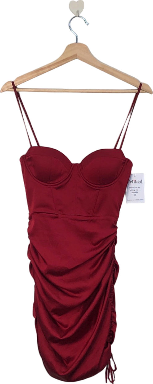 Oh Polly Red Ruched Bodycon Dress UK 6/US 2