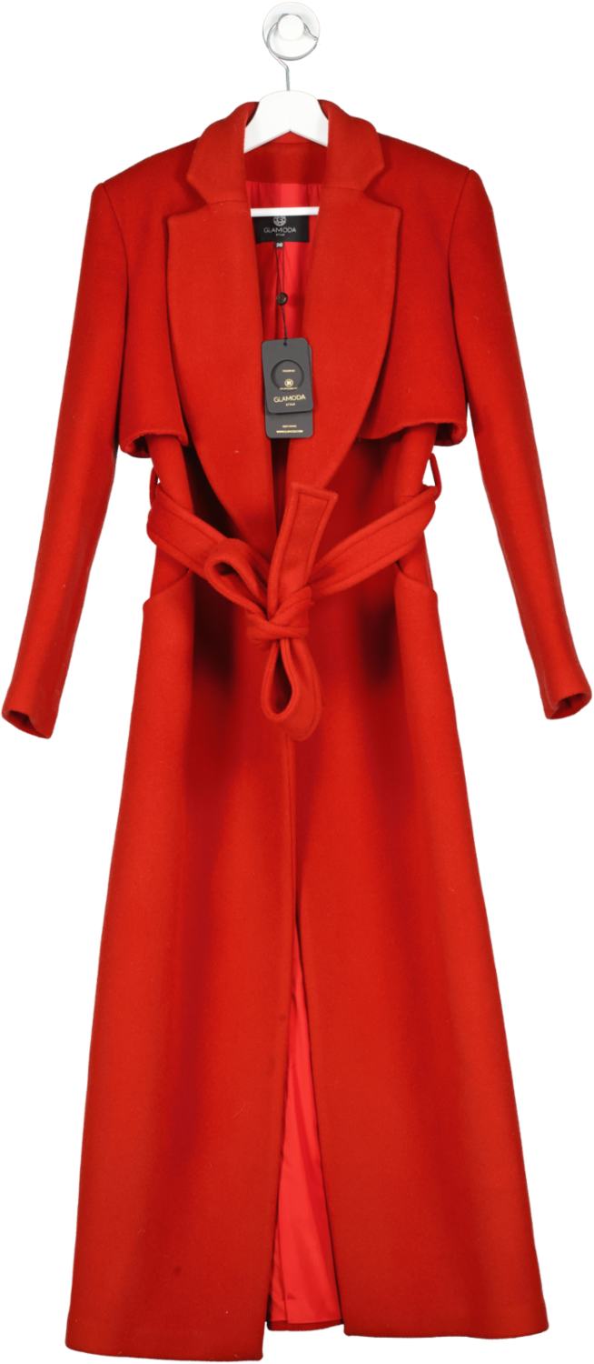 glamoda Red Wool Trench Coat UK S